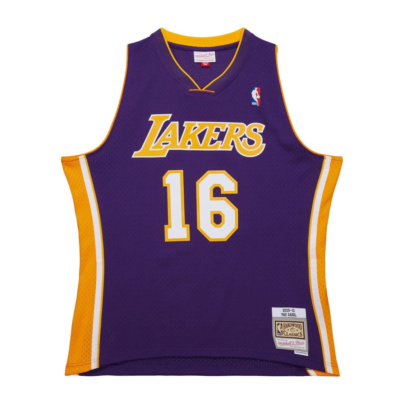 Pau Gasol #16 Los Angeles Lakers 2009-10 Mitchell & Ness Swingman NBA Jersey Purple — view 1