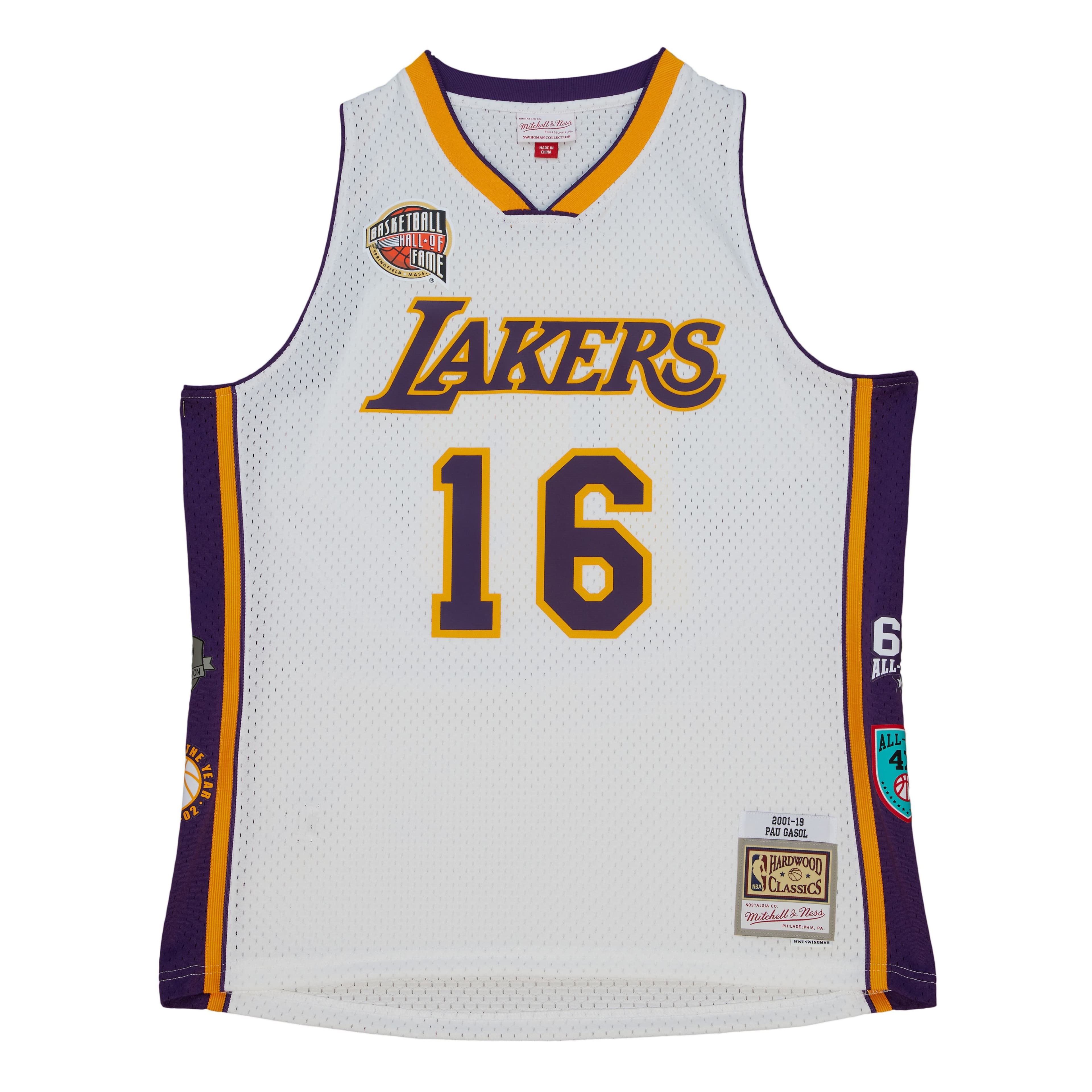 Pau Gasol #16 Los Angeles Lakers HOF 2001-19 Mitchell & Ness Swingman NBA Jersey — view 1