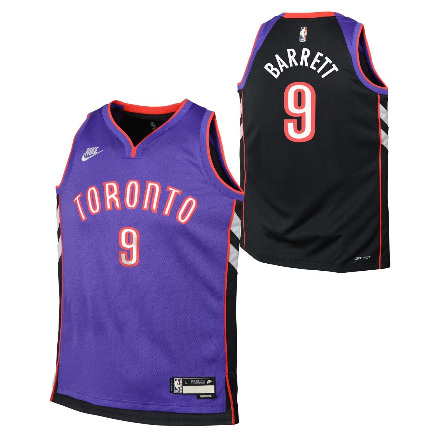 RJ Barrett #9 Toronto Raptors Hardwood Classics Nike Swingman NBA Jersey (YOUTH) — view 1