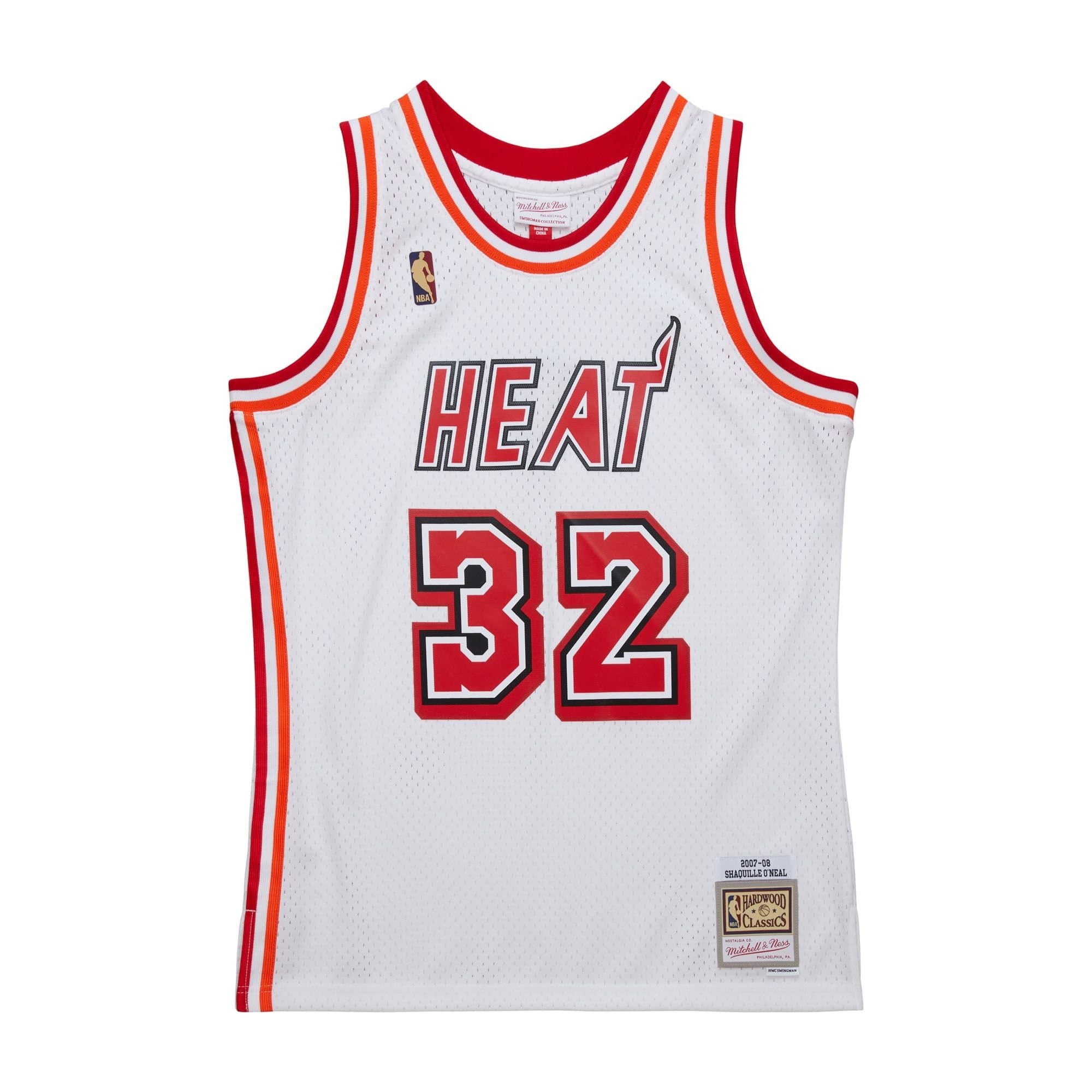 Shaquille O'Neal #32 Miami Heat 2007-08 Mitchell & Ness Swingman NBA Jersey White — view 1