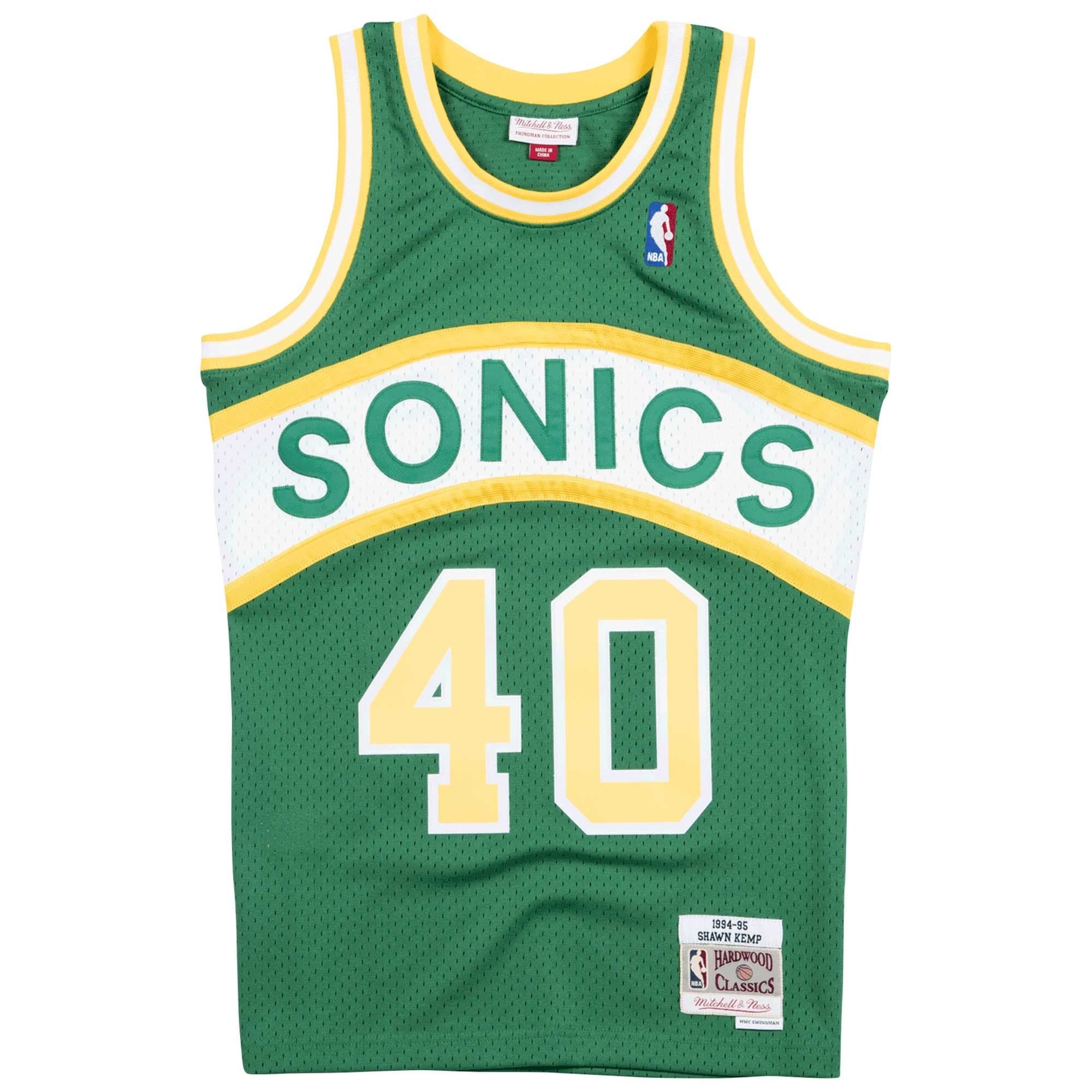Shawn Kemp #40 Seattle SuperSonics 1994-95 Swingman NBA Jersey Green — view 1