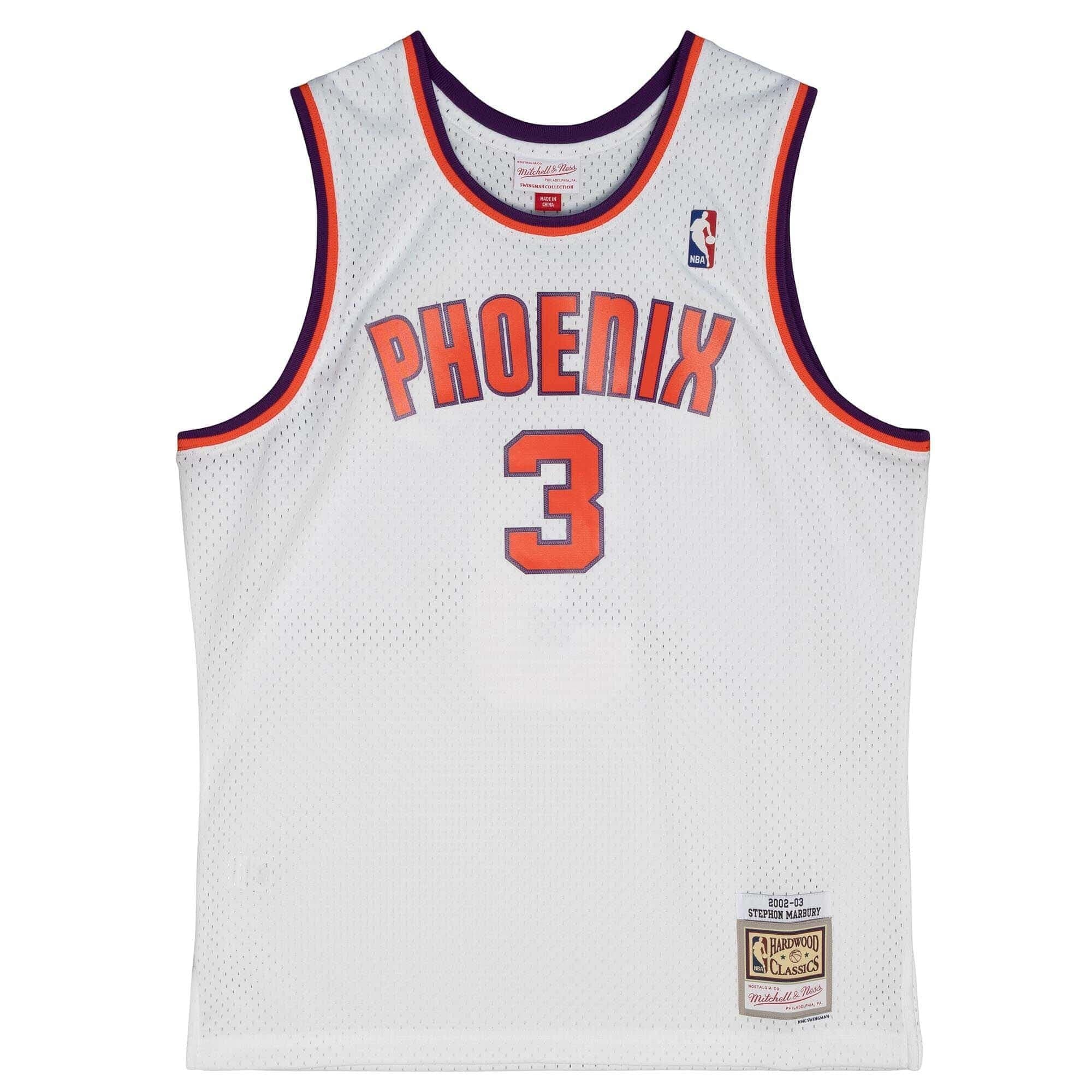 Stephon Marbury #3 Phoenix Suns 2002-03 Mitchell & Ness Swingman NBA Jersey White — view 1