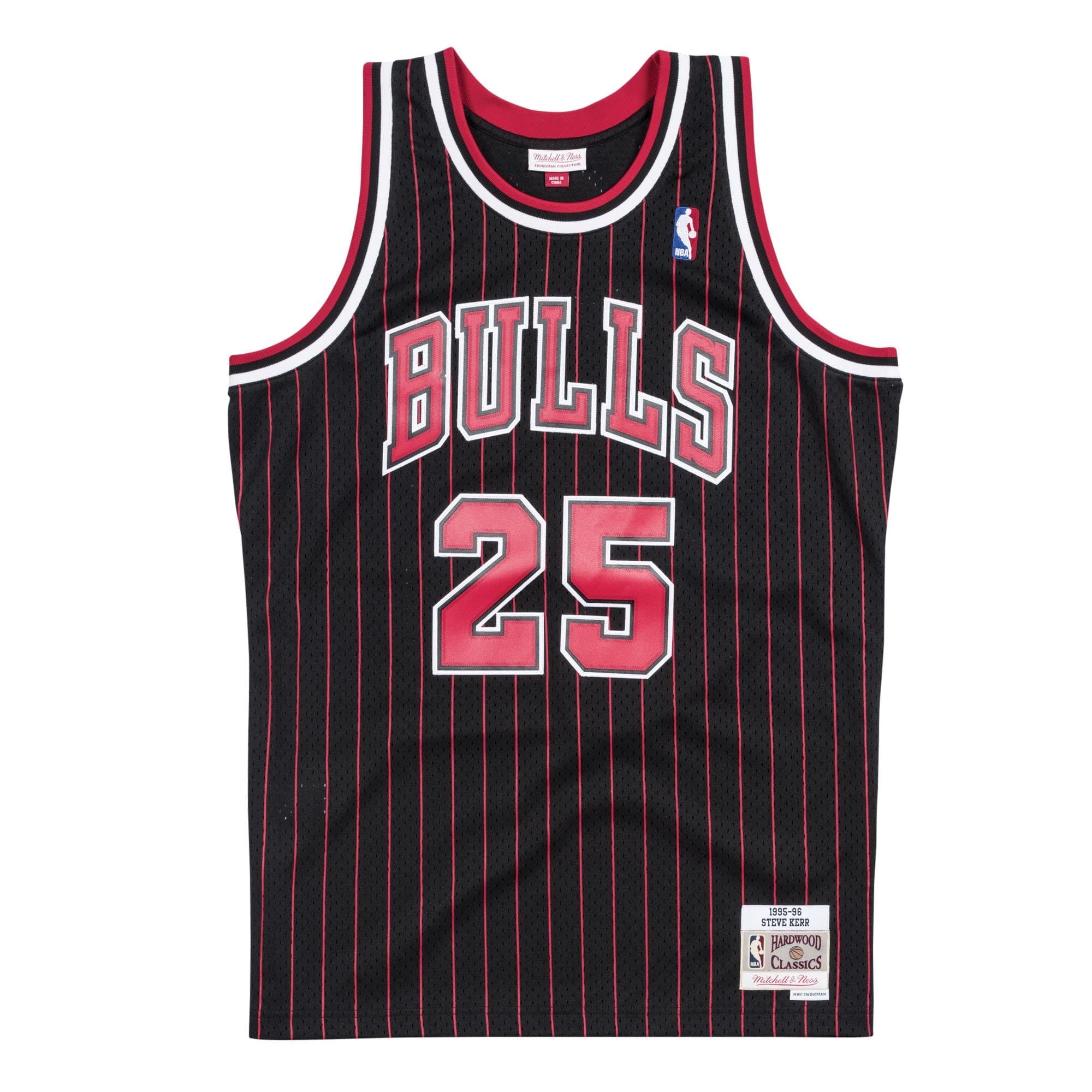 Steve Kerr #25 Chicago Bulls 1995-96 Swingman NBA Jersey Pinstripe — view 1