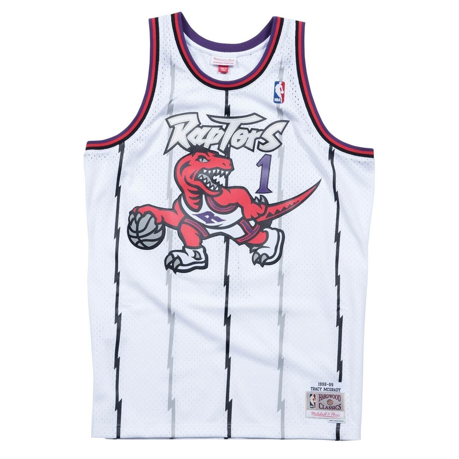Tracy McGrady #1 Toronto Raptors 1998-99 Mitchell & Ness Swingman NBA Jersey White — view 1