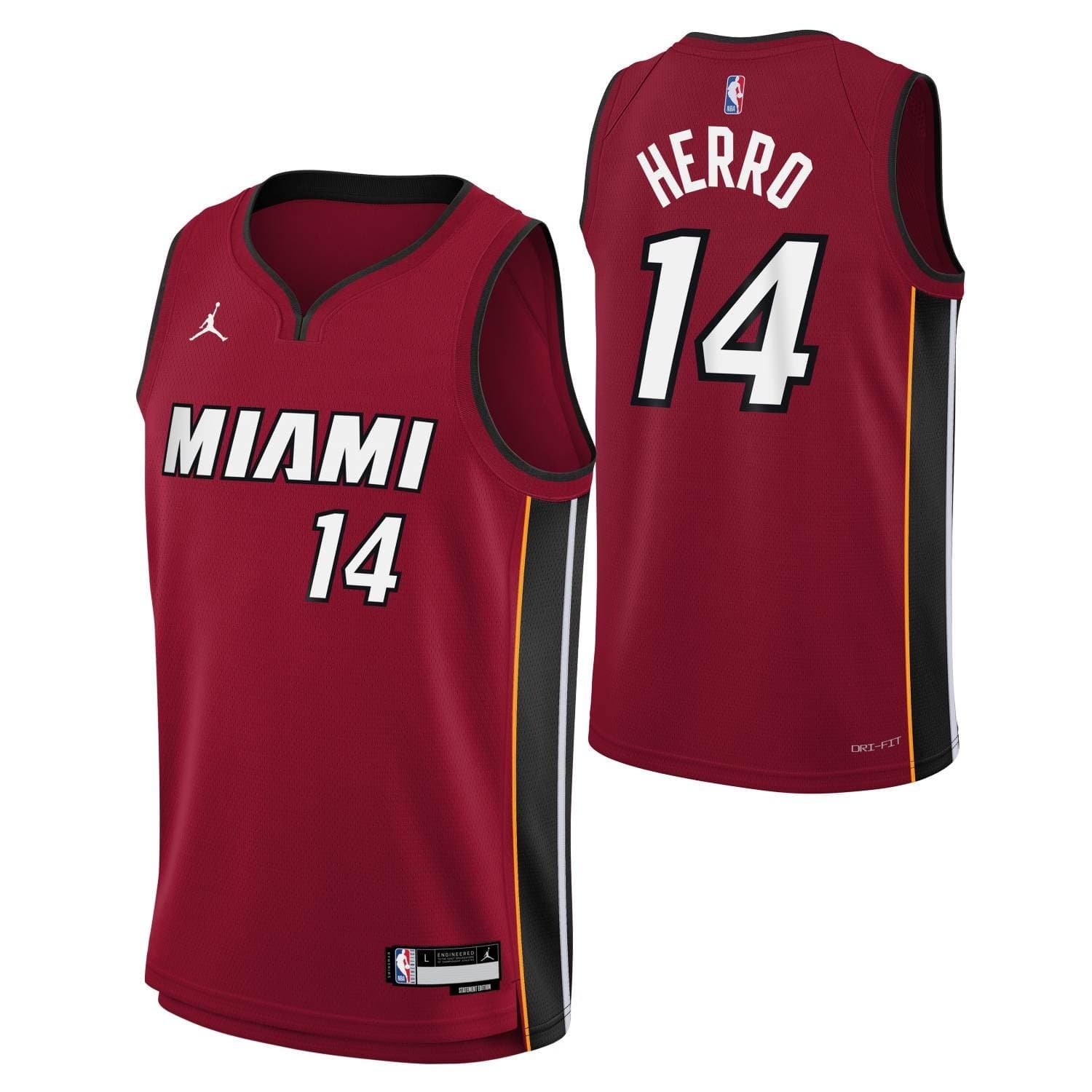 Tyler Herro #14 Miami Heat Jordan Swingman NBA Jersey Red (YOUTH) — view 1