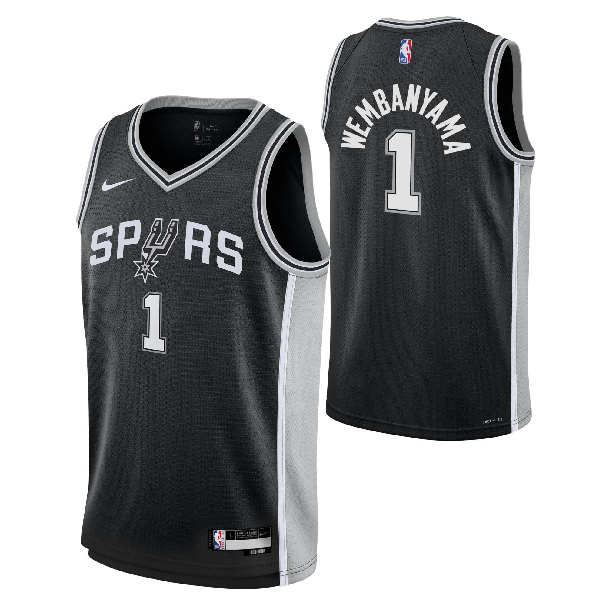 Victor Wembanyama #1 San Antonio Spurs Nike Swingman NBA Jersey Black (YOUTH) — view 1