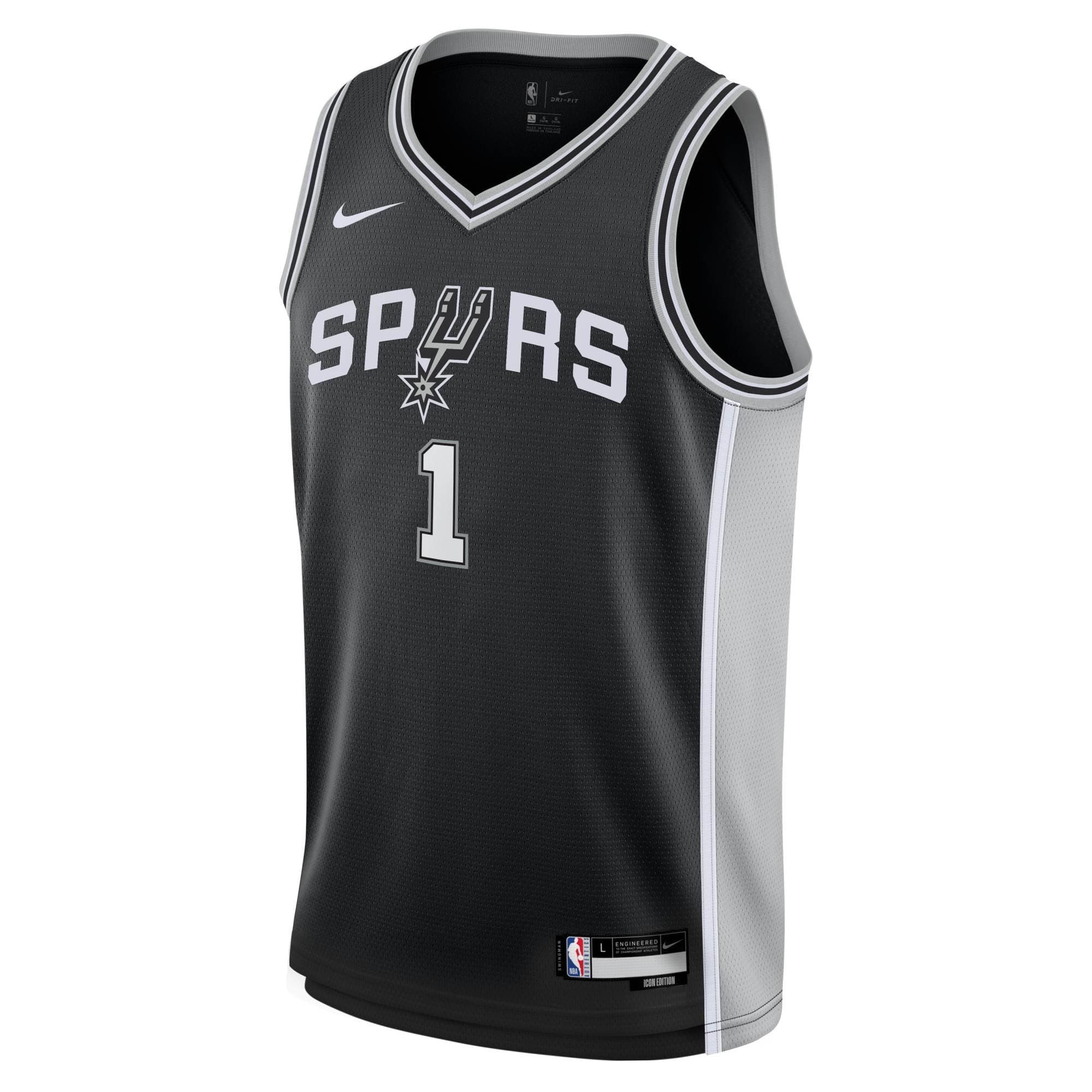 Victor Wembanyama #1 San Antonio Spurs Nike Swingman NBA Jersey Black (YOUTH) thumbnail 2